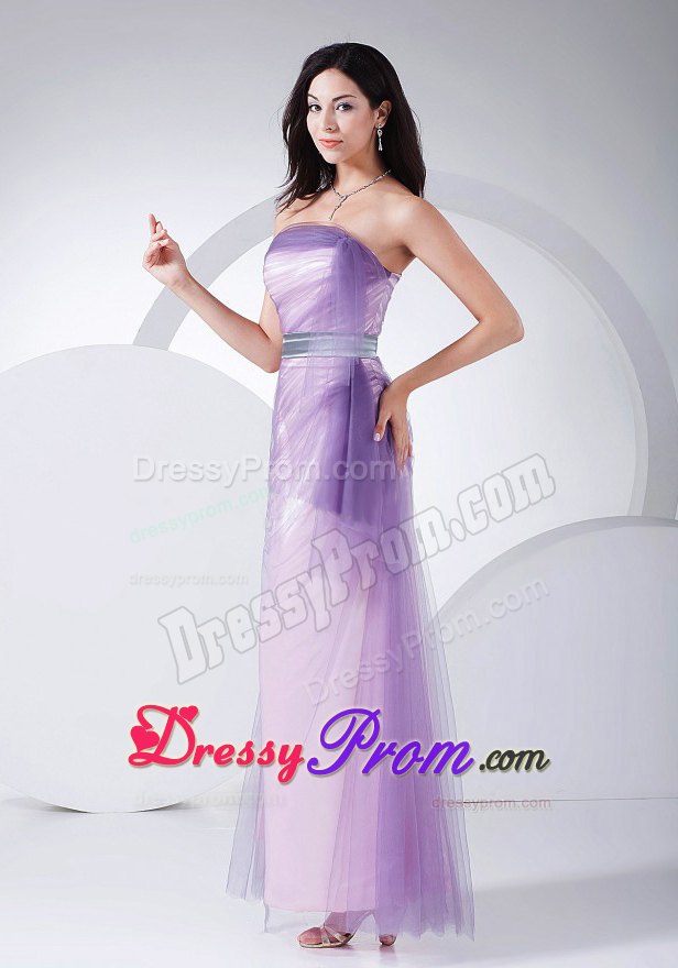 Taffeta Tulle Strapless Pink Long Prom Dress for Girls Wholesale