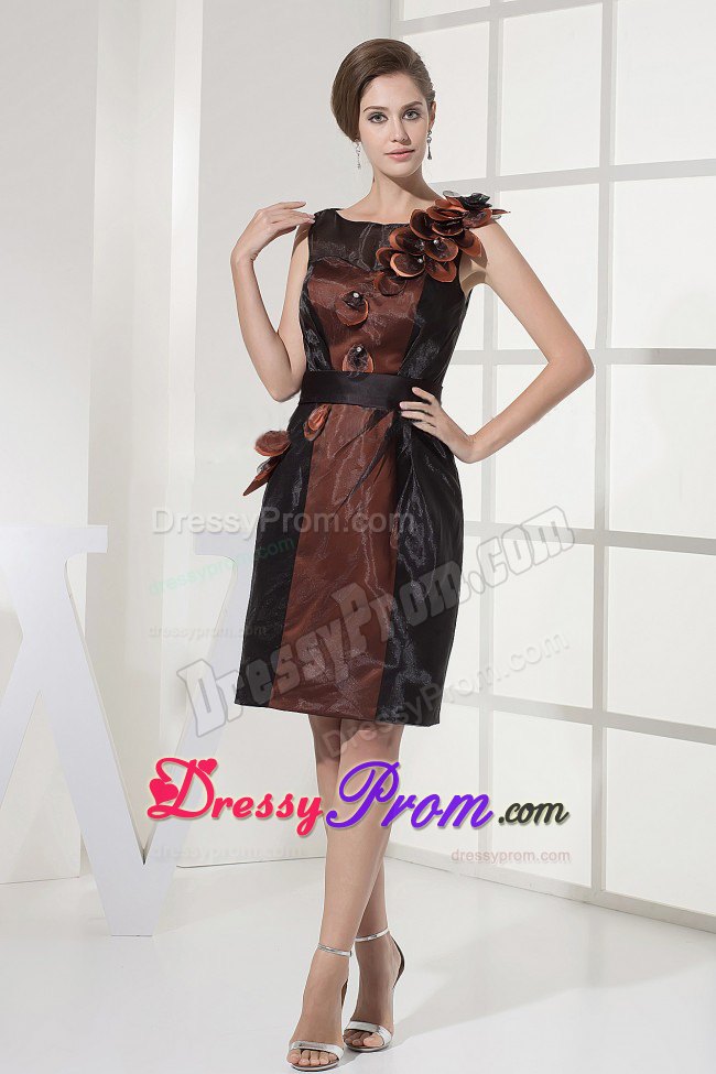 Bateau Neck Knee-length Prom Dress in Black And Brown 2013