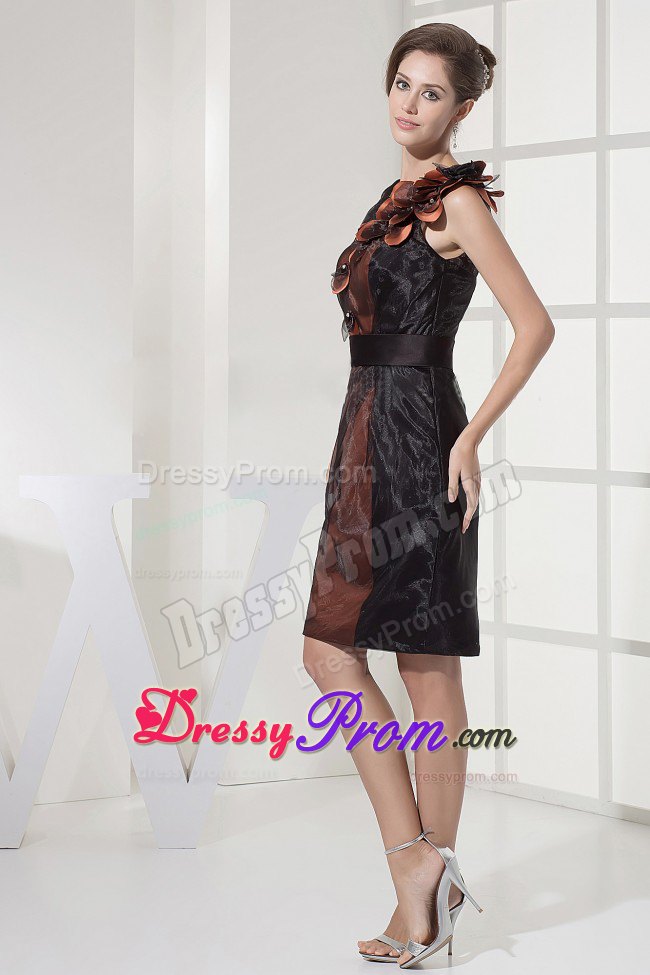 Bateau Neck Knee-length Prom Dress in Black And Brown 2013