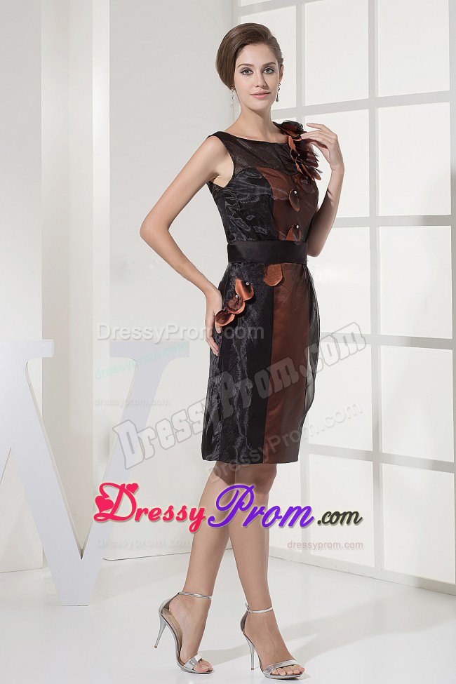 Bateau Neck Knee-length Prom Dress in Black And Brown 2013