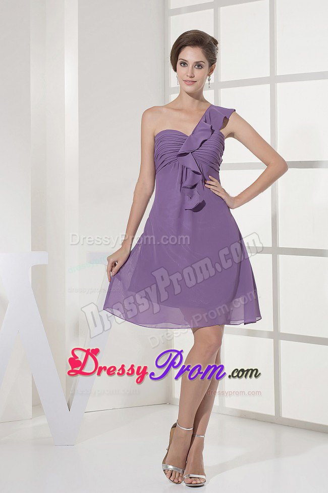 Alabama Hot Chiffon One Shoulder Mini Prom Gowns in Lilac