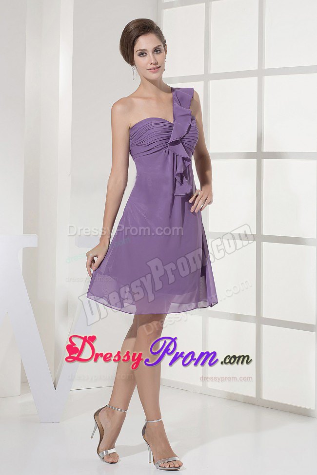 Alabama Hot Chiffon One Shoulder Mini Prom Gowns in Lilac