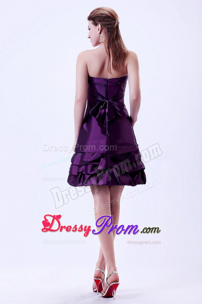 Popular Strapless Dark Purple Short Prom Dress in Montgomery