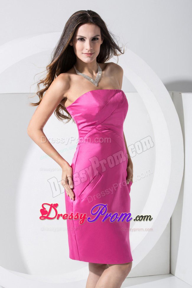 Strapless Knee-length Hot Pink Prom Dress for Girls in Birmingham