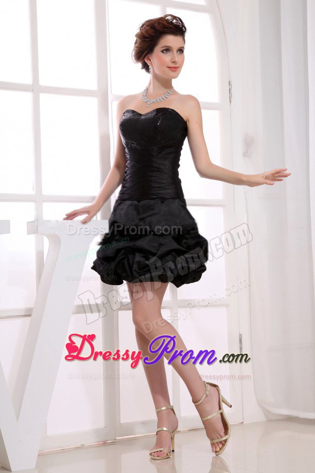 Black Sweetheart Prom Evening Dress with Sequins and Pick ups