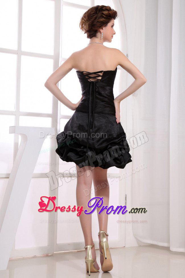 Black Sweetheart Prom Evening Dress with Sequins and Pick ups
