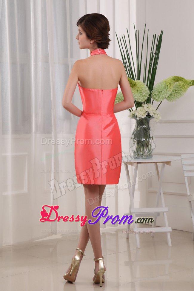 Aptos CA Halter Mini-length Prom Evening Dress in Watermelon 2013