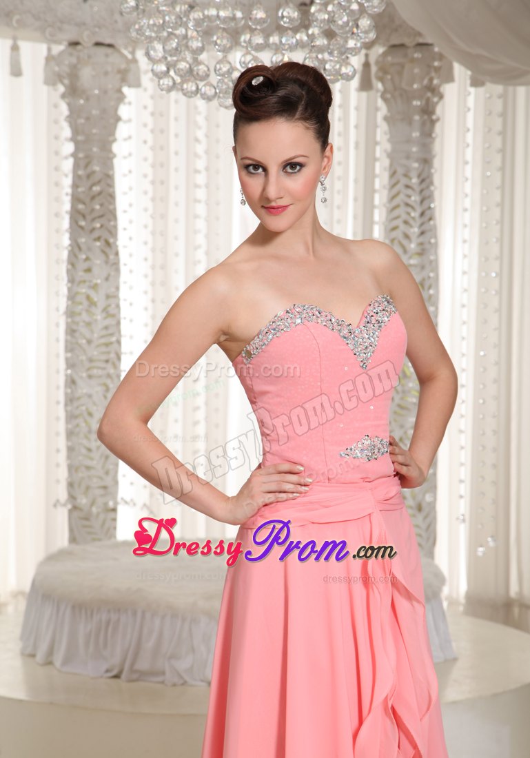 Watermelon High Low Beaded Dresses for Prom Princess with Sweetheart