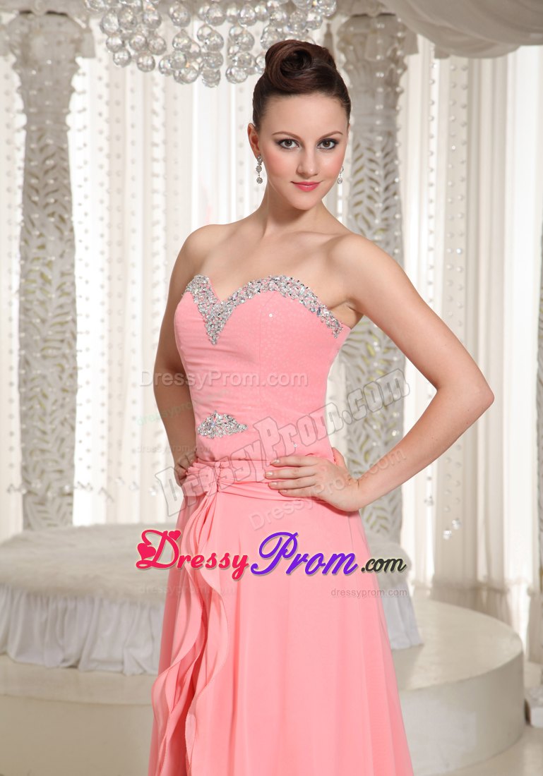 Watermelon High Low Beaded Dresses for Prom Princess with Sweetheart