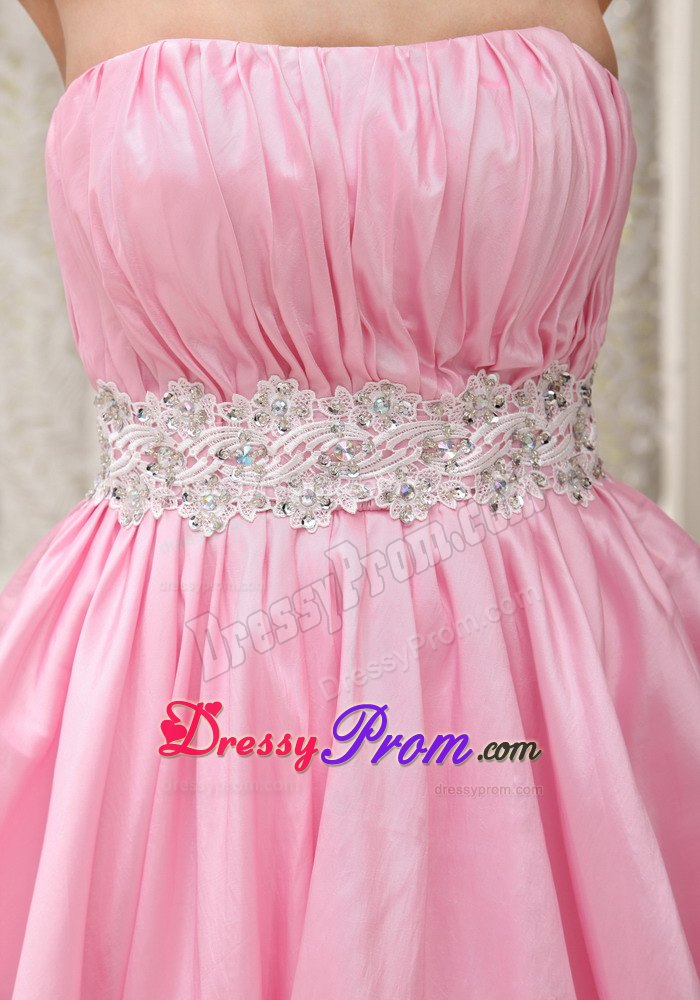 Sassy Pink Mini-length Prom Dress with Ruched Bodice Cheap