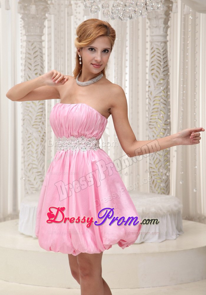 Sassy Pink Mini-length Prom Dress with Ruched Bodice Cheap