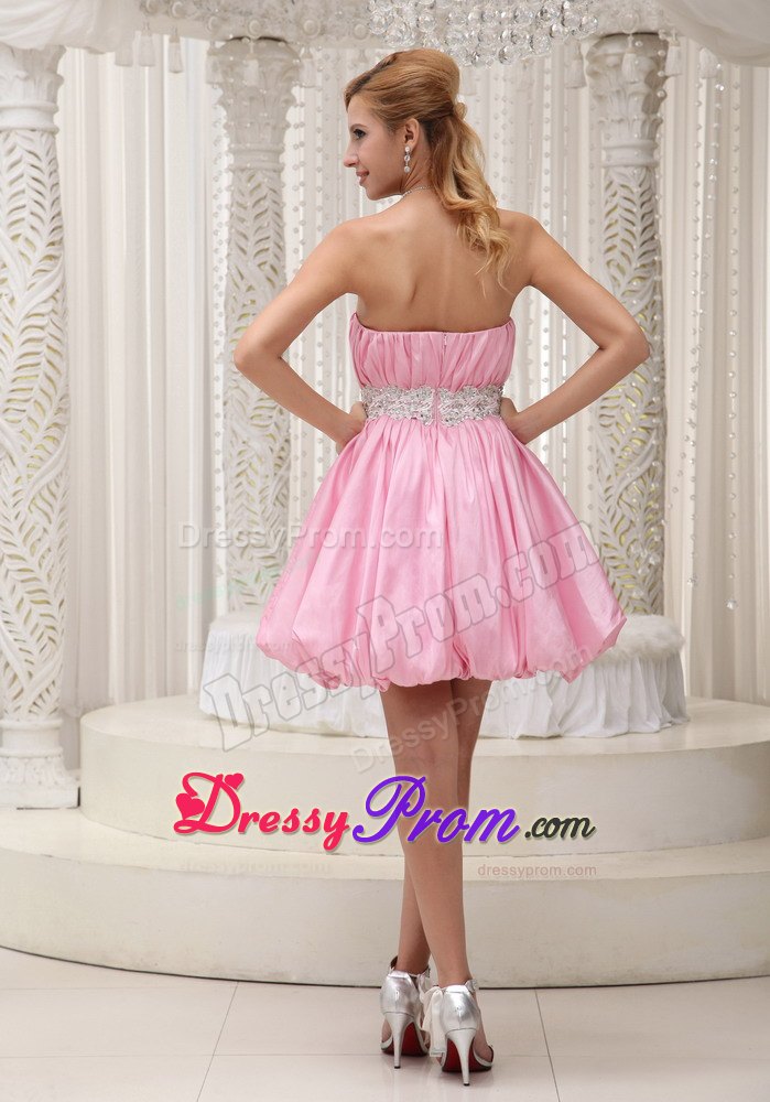 Sassy Pink Mini-length Prom Dress with Ruched Bodice Cheap