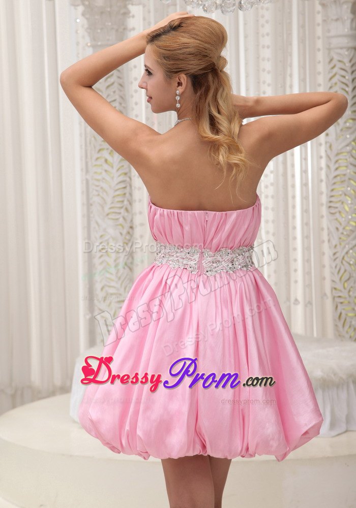 Sassy Pink Mini-length Prom Dress with Ruched Bodice Cheap