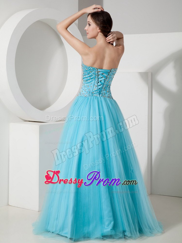 Amazing Aqua Blue A-Line/Princess Sweetheart Beaded Short Prom Dress