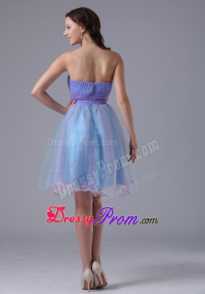 Multi-color Sweetheart Short Prom Gown With Appliques and Ruching