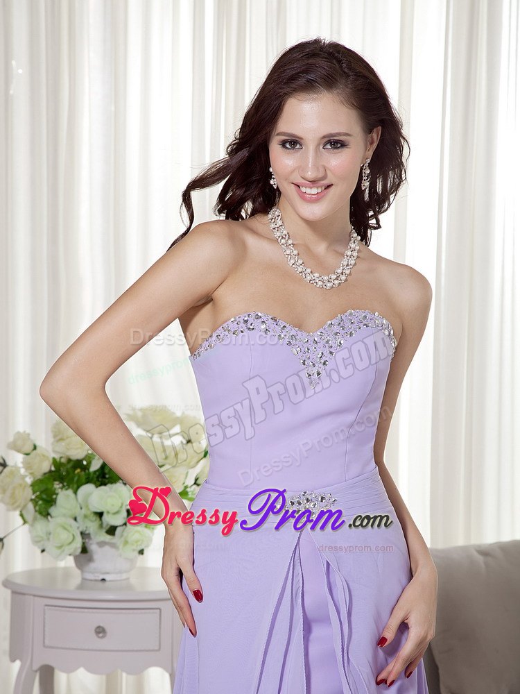 Lilac Detachable Sweetheart High-low Chiffon Prom Dress Brush Train
