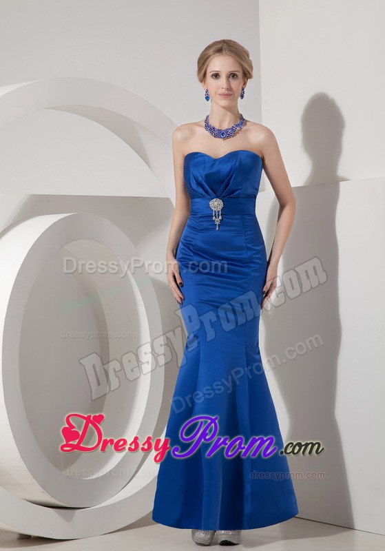 Modest Royal Blue Ankle-length Mermaid Sweetheart Prom Dress