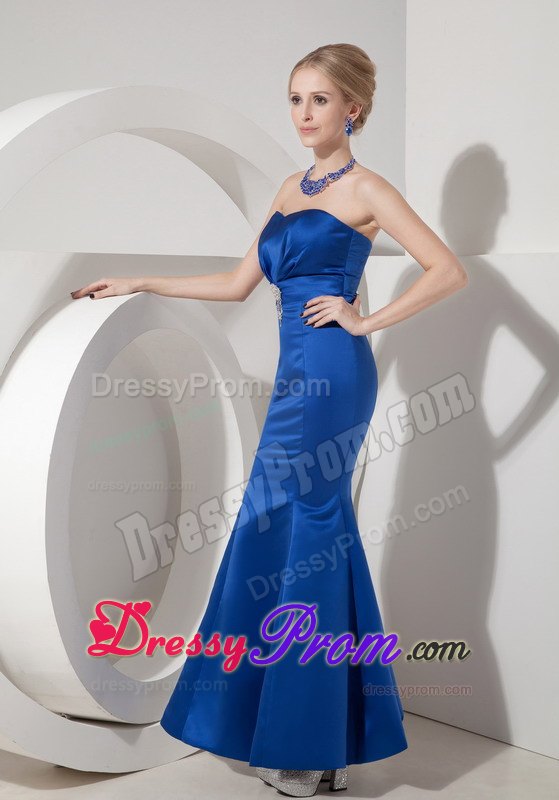 Modest Royal Blue Ankle-length Mermaid Sweetheart Prom Dress