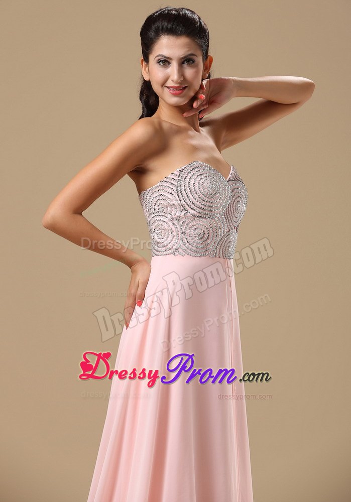 Gorgeous Pink Sweetheart Chiffon Brush Train Prom Dress