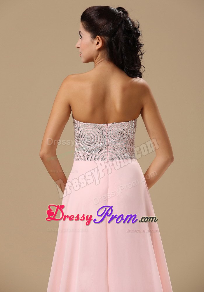 Gorgeous Pink Sweetheart Chiffon Brush Train Prom Dress