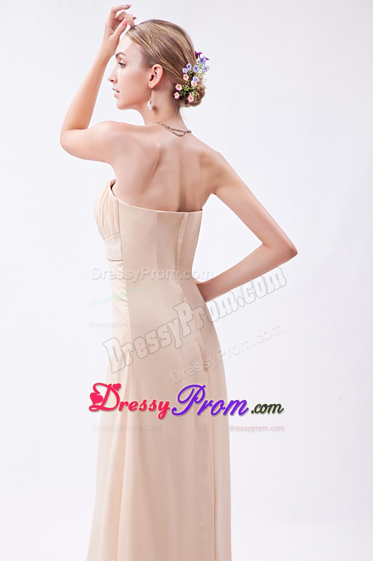 Simple Empire Strapless High-low Chiffon Ruch Prom Dress