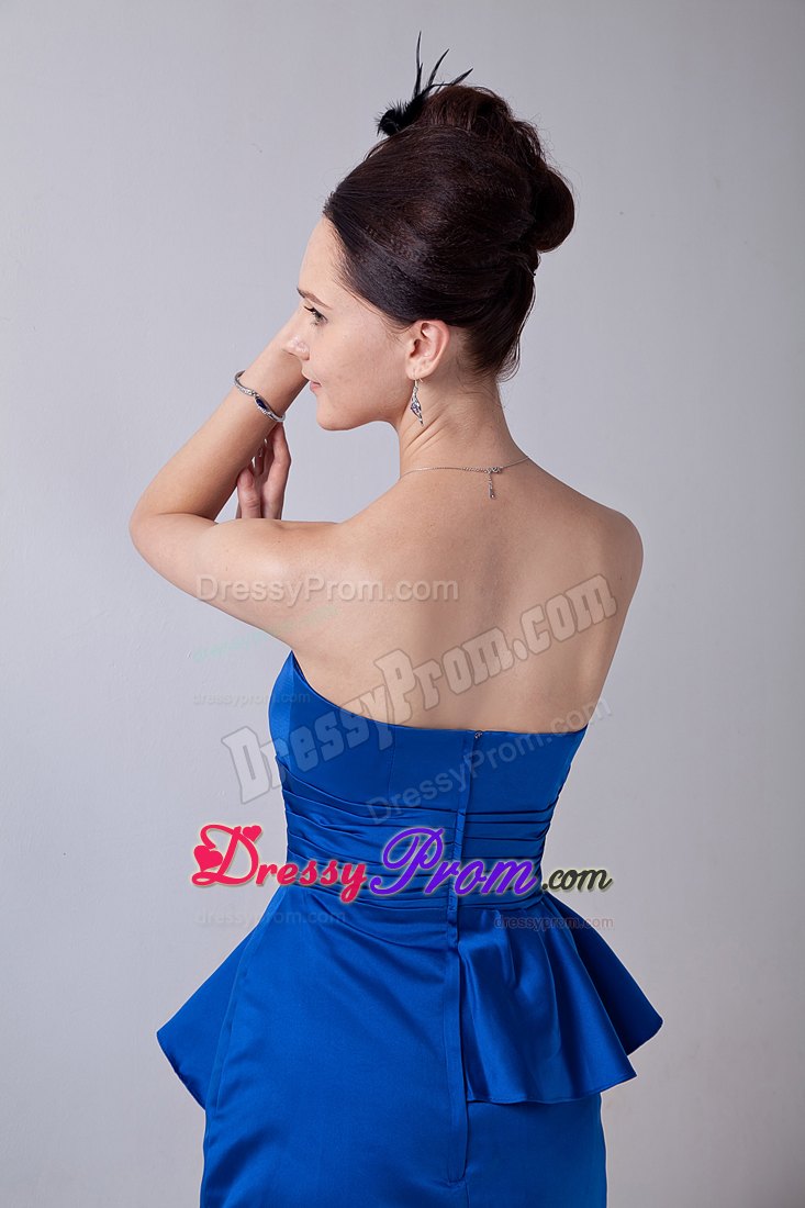 Ruched and Ruffled Mini-length Prom Evening Dress in Royal Blue