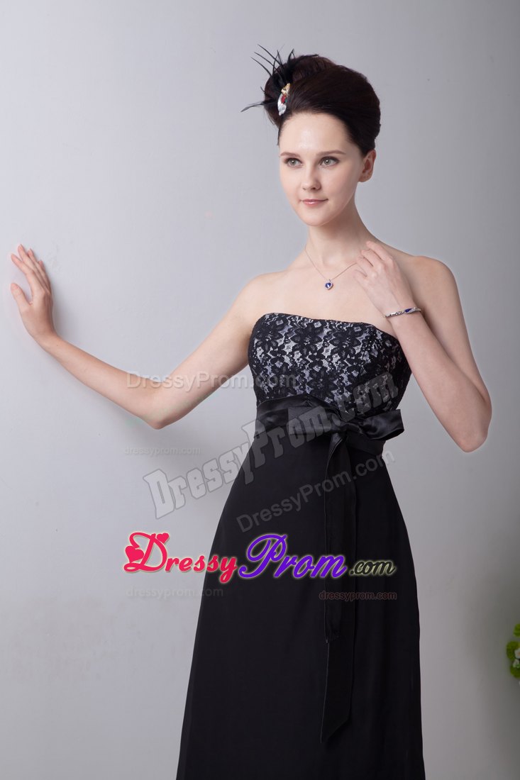 Alhambra CA Sash Accent Black Tea Length Chiffon Prom Evening Dress