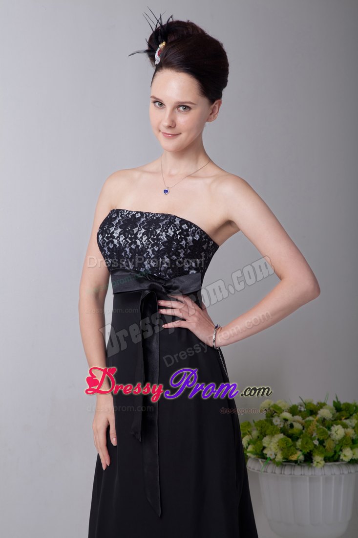 Alhambra CA Sash Accent Black Tea Length Chiffon Prom Evening Dress