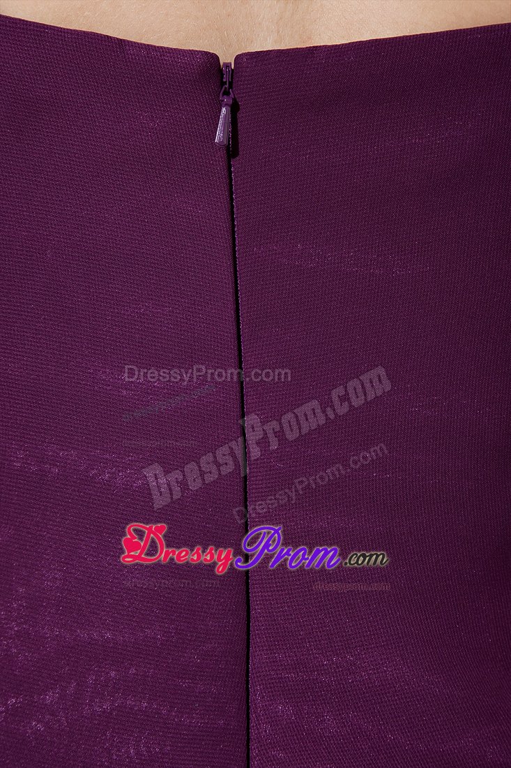 Grape Column One Shoulder Brush Train Chiffon Prom Gown