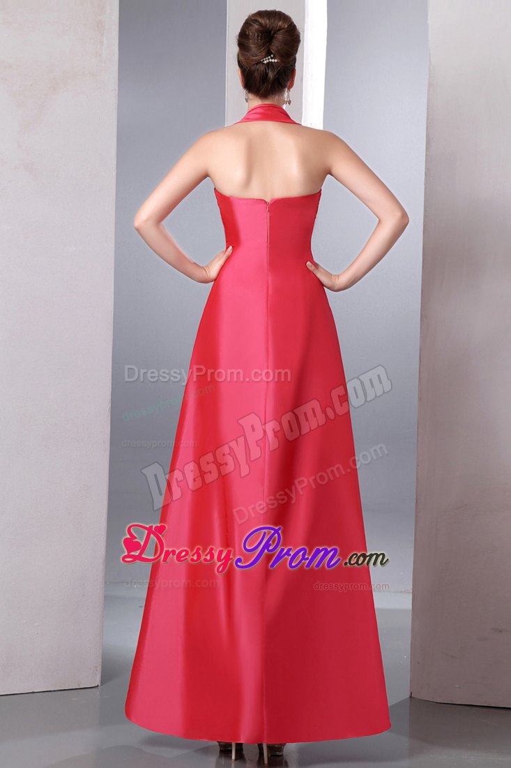 Amazing Column Halter Ruching Taffeta Prom Dress
