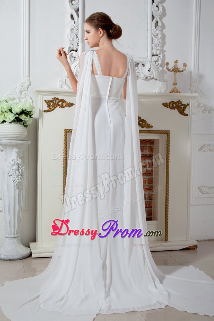 Elegant Empire Straps Scoop Neckline Chiffon Beading Prom Dress