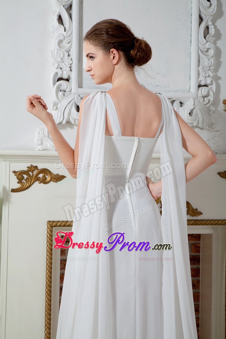 Elegant Empire Straps Scoop Neckline Chiffon Beading Prom Dress