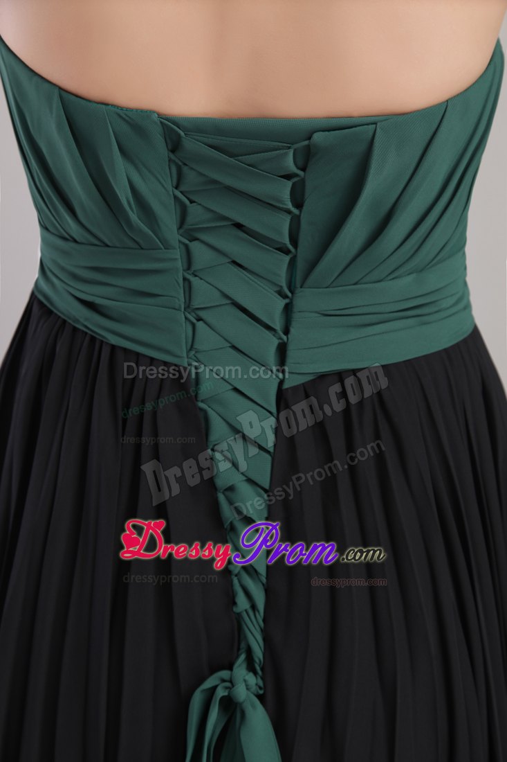 Hunter Green and Black Sheath/Column Strapless Chiffon Prom Dress with Beading
