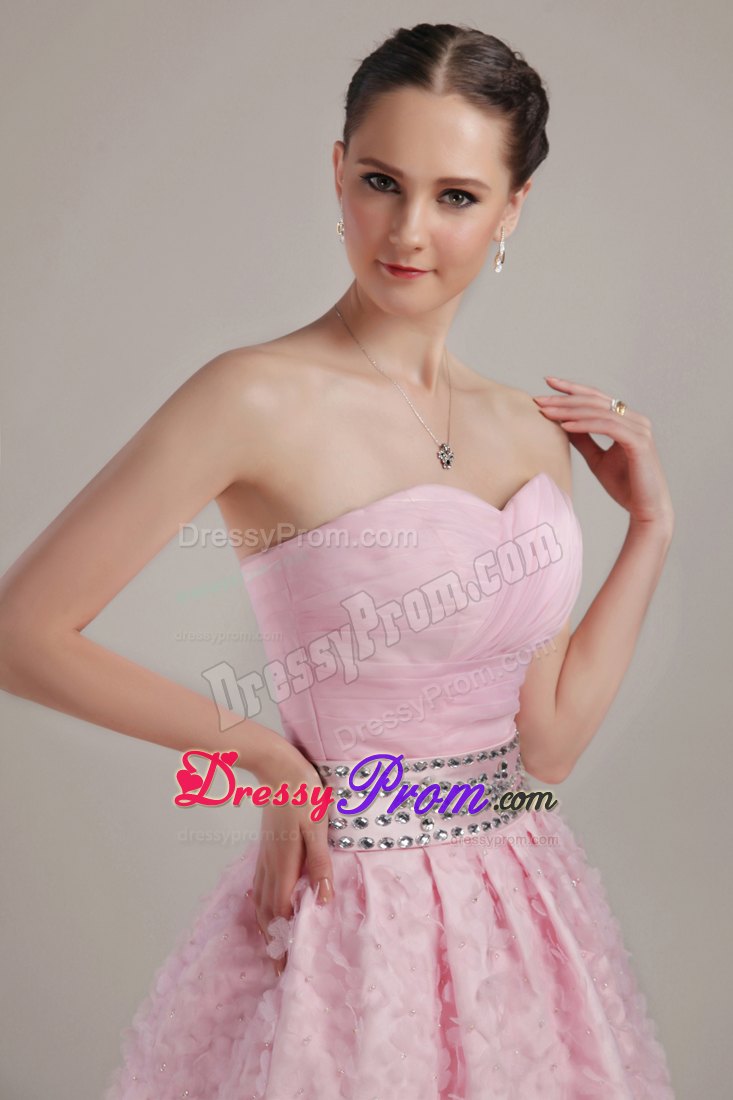 3D Flowers A-Line Sweetheart Mini/Short Prom Dress with Beading