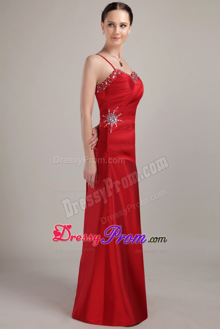 A-Line/Princess Sweetheart Floor-Length Beading Taffeta Prom Dress With Straps