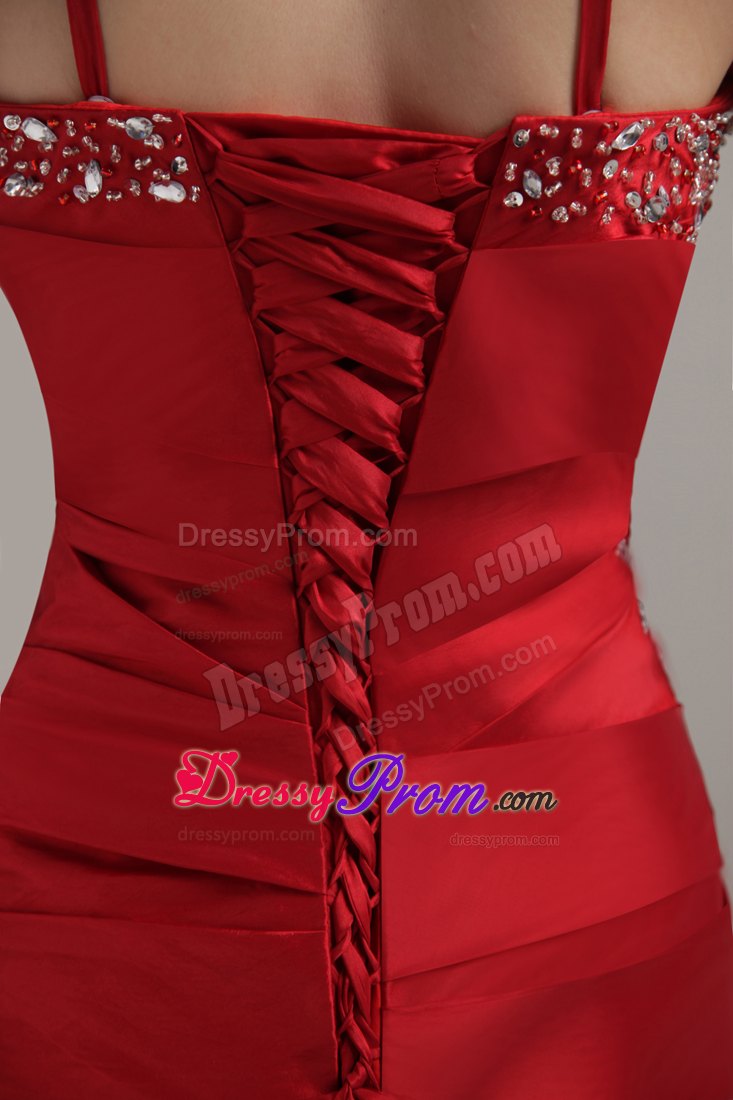 A-Line/Princess Sweetheart Floor-Length Beading Taffeta Prom Dress With Straps