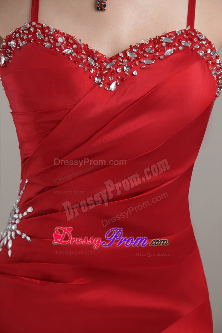 A-Line/Princess Sweetheart Floor-Length Beading Taffeta Prom Dress With Straps