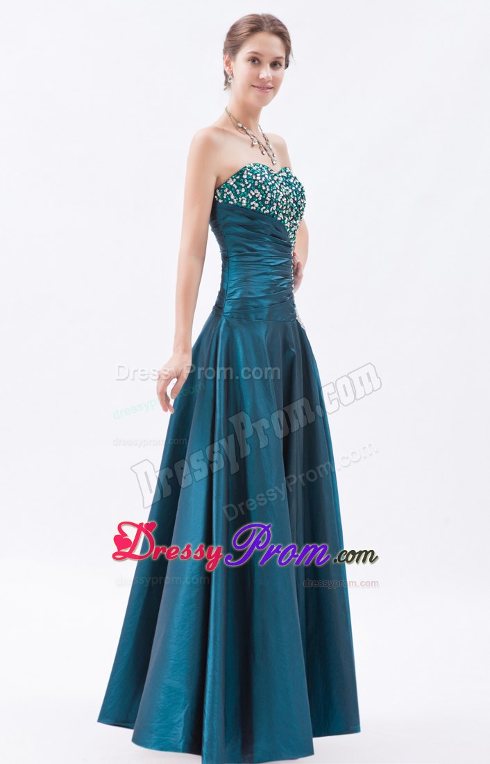 A-Line/Princess Sweetheart Floor-Length Taffeta Prom Dress With Beading