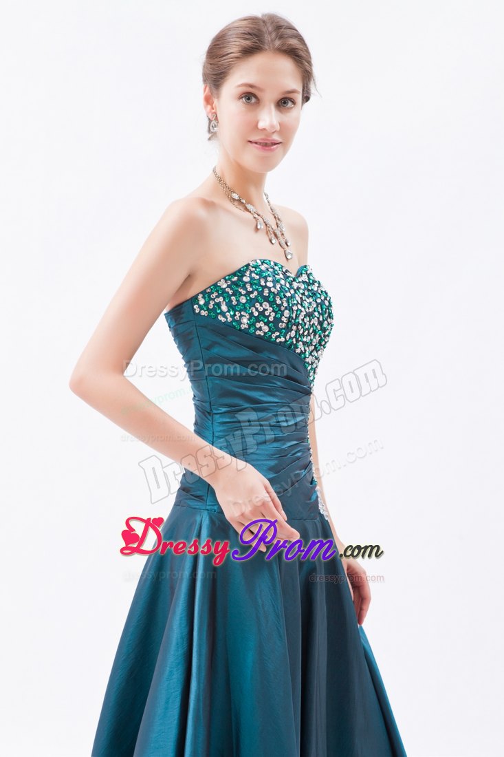 A-Line/Princess Sweetheart Floor-Length Taffeta Prom Dress With Beading