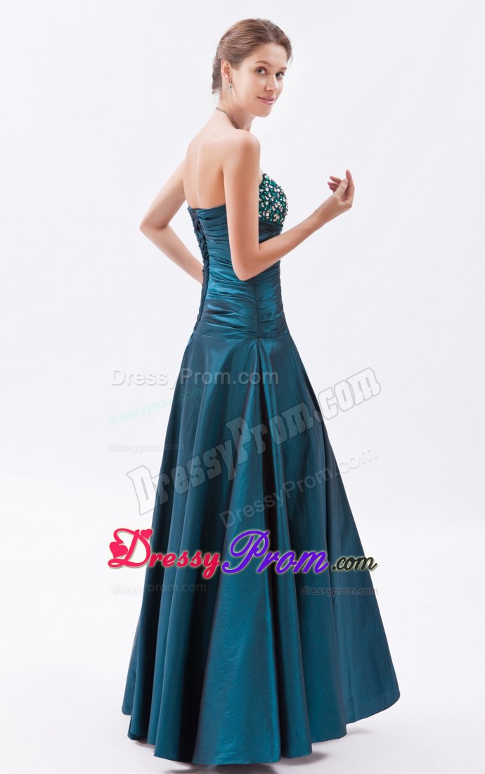 A-Line/Princess Sweetheart Floor-Length Taffeta Prom Dress With Beading