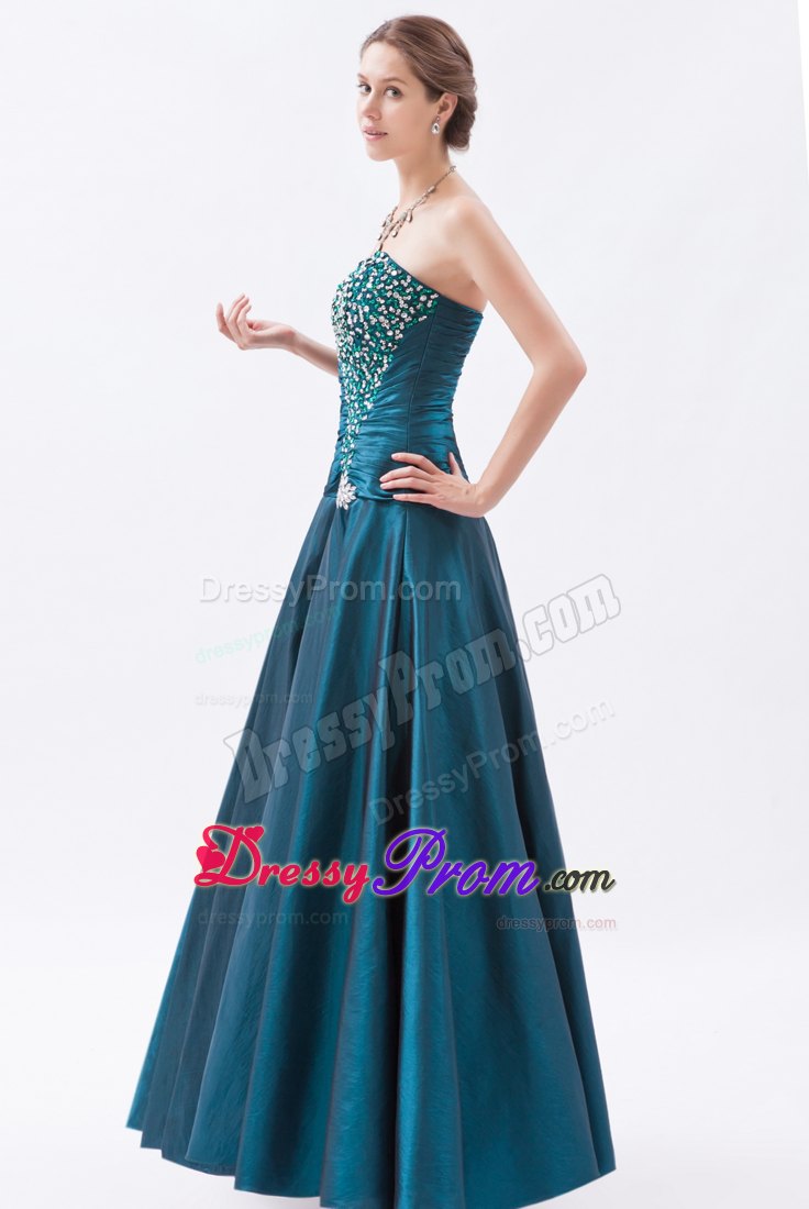 A-Line/Princess Sweetheart Floor-Length Taffeta Prom Dress With Beading