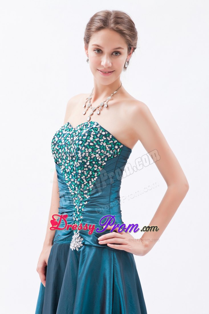 A-Line/Princess Sweetheart Floor-Length Taffeta Prom Dress With Beading