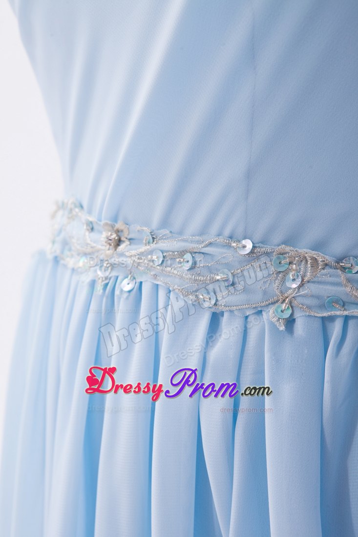 Elegant Empire One Shoulder Floor-length Chiffon Prom Dress with Sequins