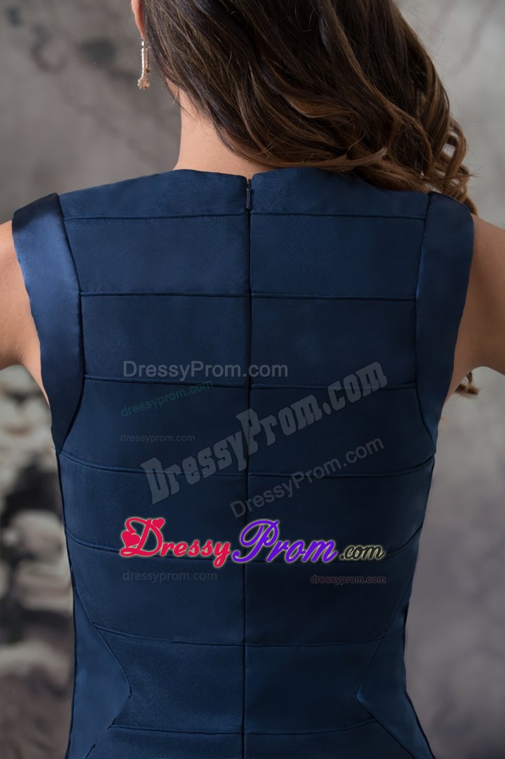 Sheath Navy Blue Straps Forming U-neck Mini Prom Dress for Women