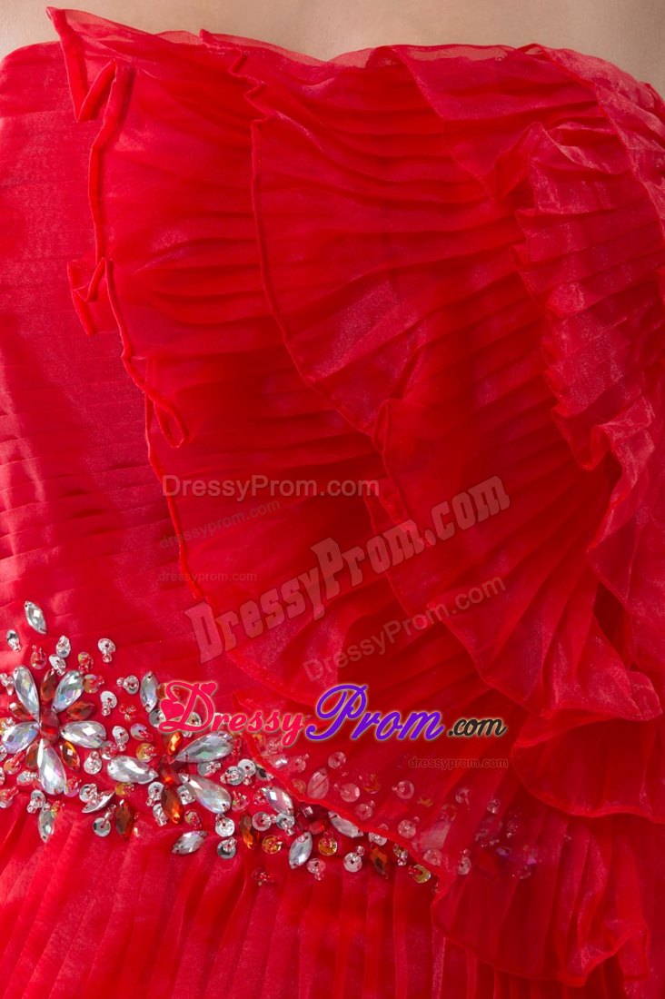 Beading and Pleated Layers Accent Mini-length Prom Celebrity Dress