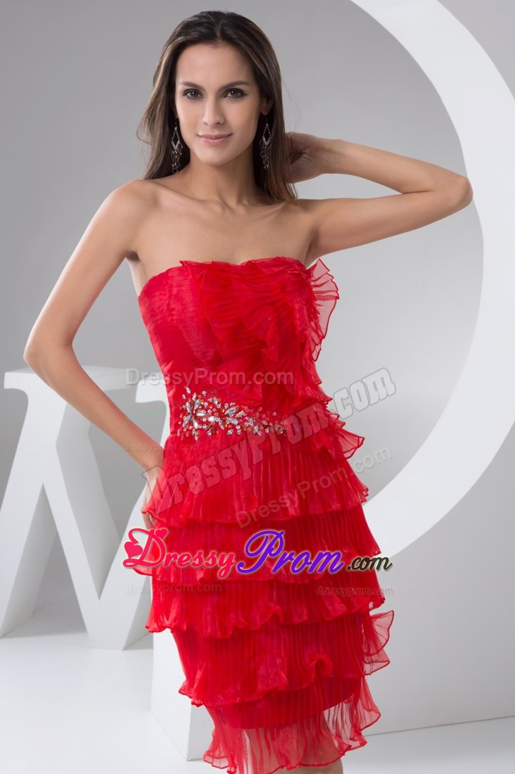 Beading and Pleated Layers Accent Mini-length Prom Celebrity Dress