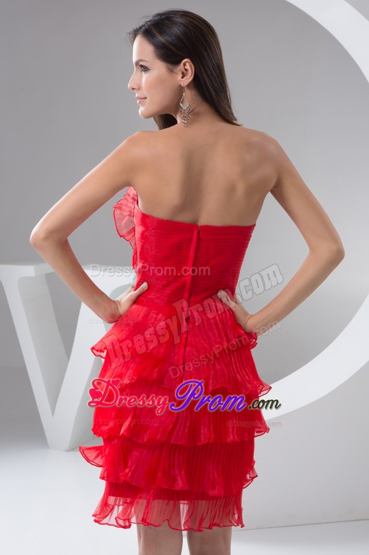 Beading and Pleated Layers Accent Mini-length Prom Celebrity Dress