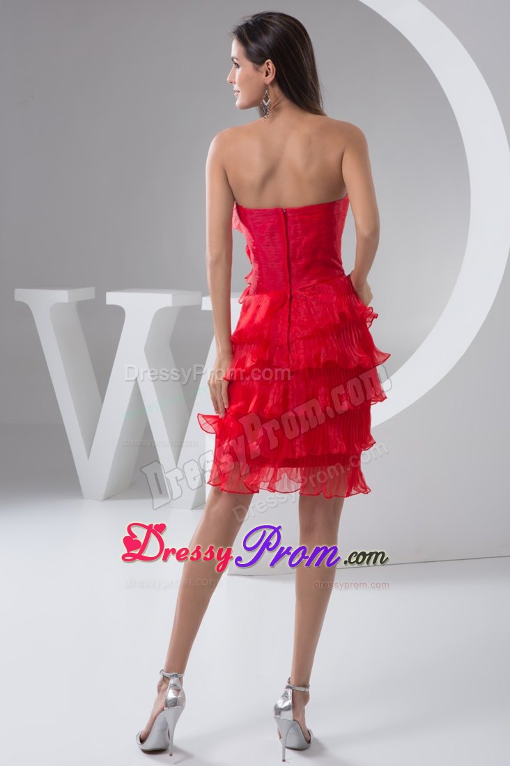 Beading and Pleated Layers Accent Mini-length Prom Celebrity Dress