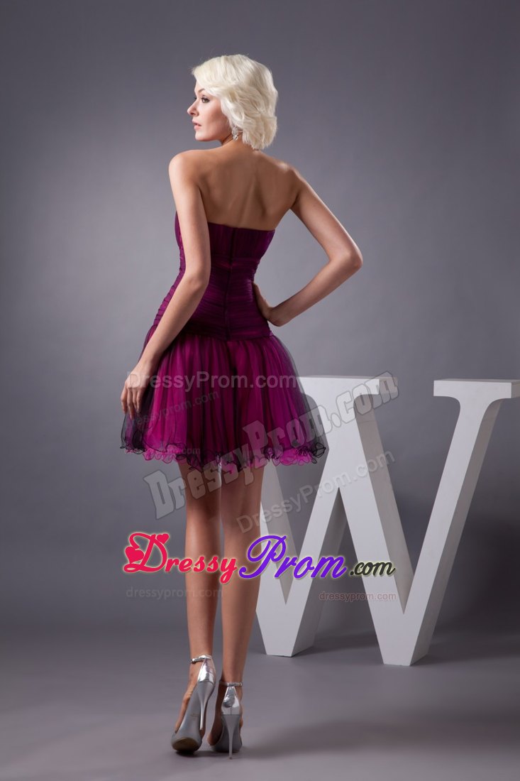 Beaded and Ruched Prom Dresses in Black and Hot Pink Organza
