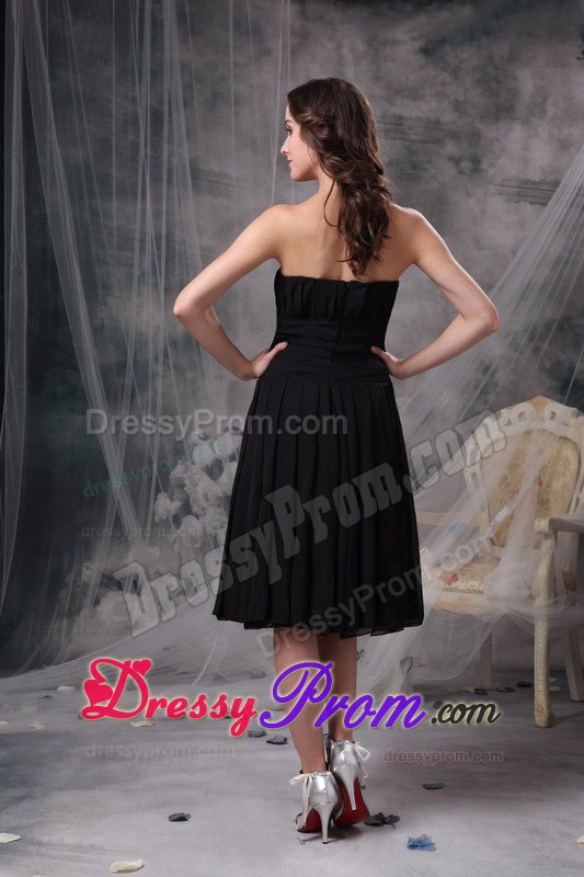 Column Ruching Prom Little Black Dress to Tea-length with Wide Sash